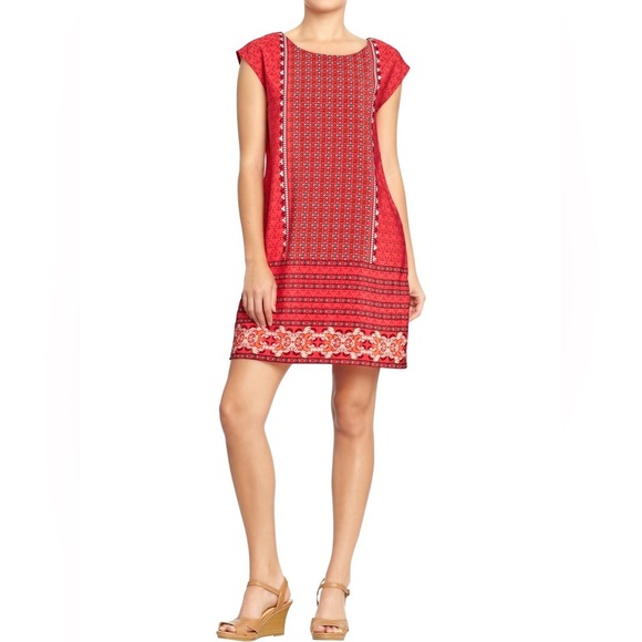 Old Navy Red Black Sheath Dress Sleeveless Mini - Picture 2 of 6